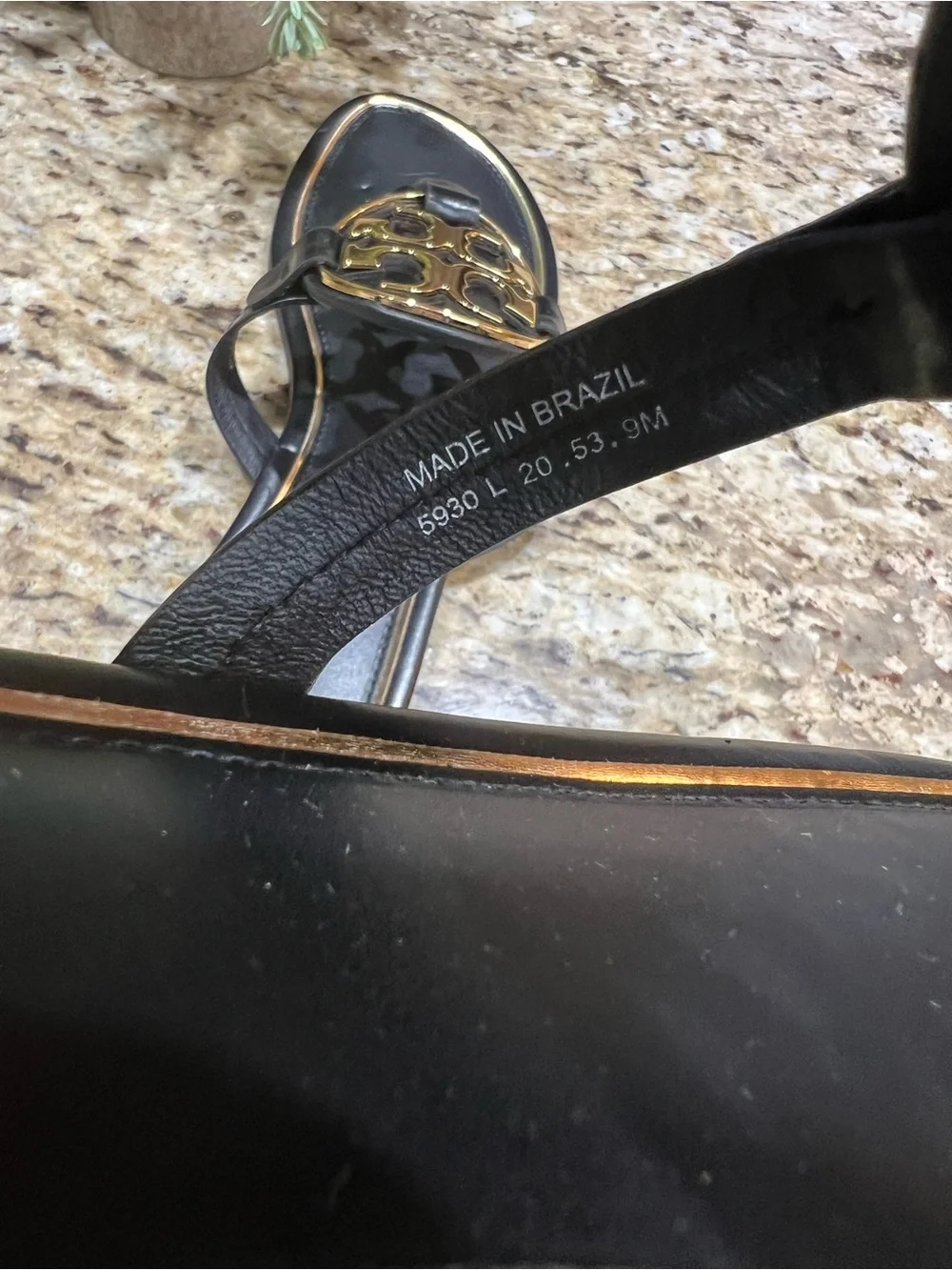 Tory Burch Miller Metal Black Leather Sandals with Gold Logo 9M